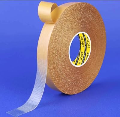 MILEQEE 1 Roll Double Sided Tape Heavy Duty 0.59 in x 66 ft Fiberglass Mesh
