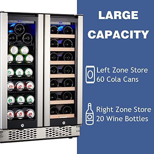 STAIGIS Wine and Beverage Refrigerator, 24 inch Wine Fridge Dual Zone w