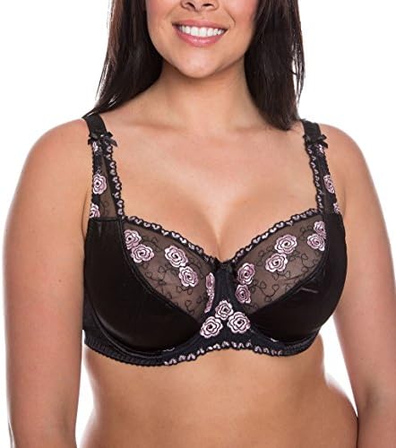 Gemm LG100 Underwired Satin Supportive Full Cup Full Coverage Non Padded Bra Black US34D