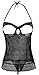 Women's Sexy Swirl Mesh Babydoll Set Cupless Lingerie with G-String Nightwear(XL,Black)