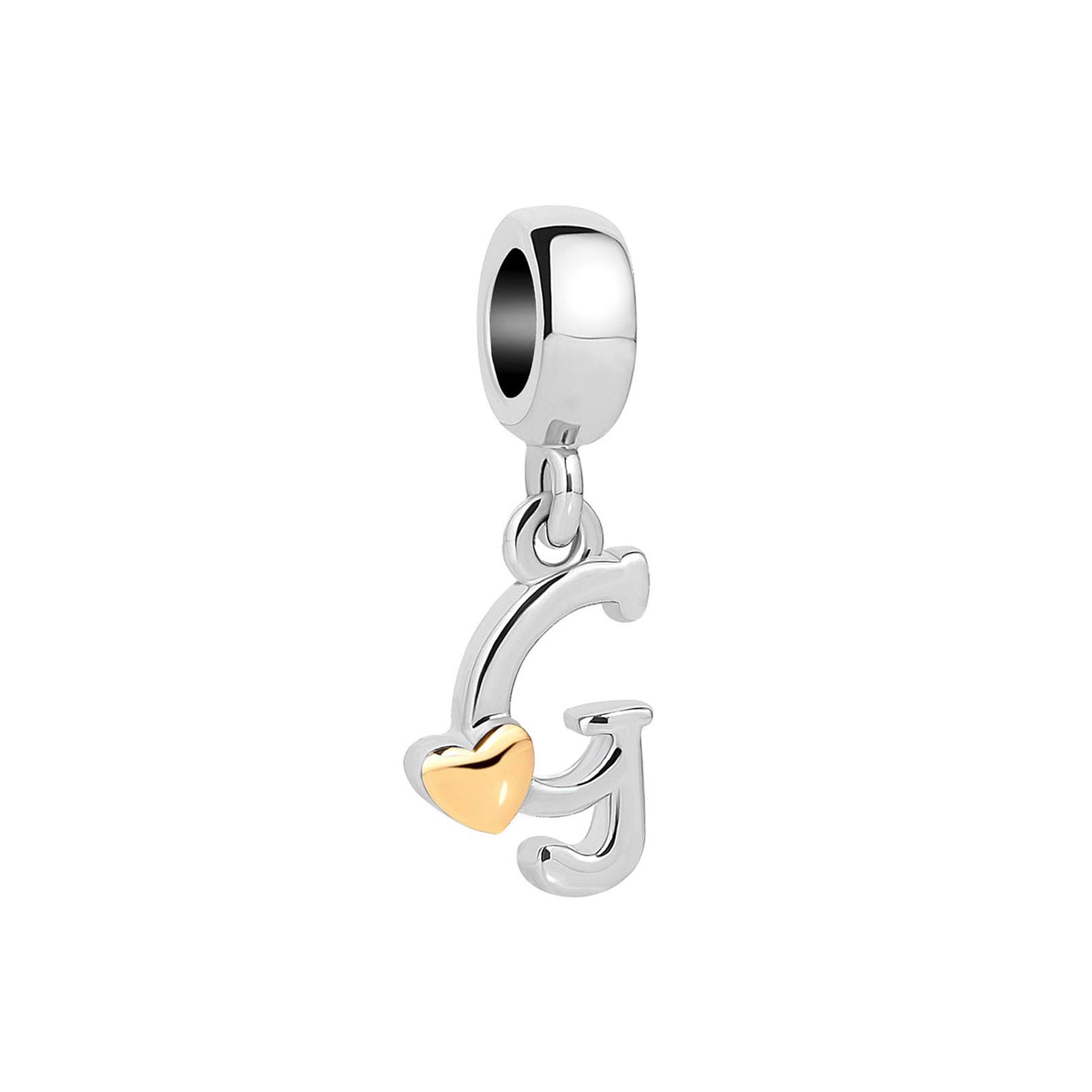 G Initial Letter Gold Heart Charm for Pandora Charms Bracelets Name Alphabet Birthday Jewellery Gift for Women Daughter Granddaughter Sister Friendship