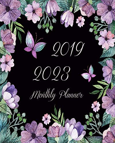 2019-2023 Monthly Planner: Purple Flowers Butterfly, 60 Months Planner For The Next Five Year 8