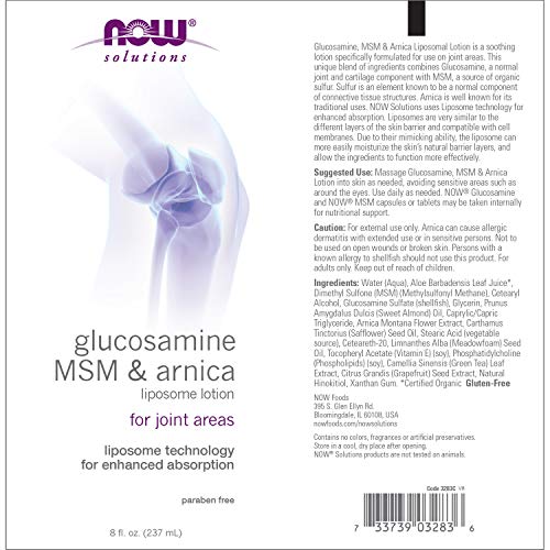 NOW Solutions, Glucosamine, MSM and Arnica Liposome Lotion, For Joint