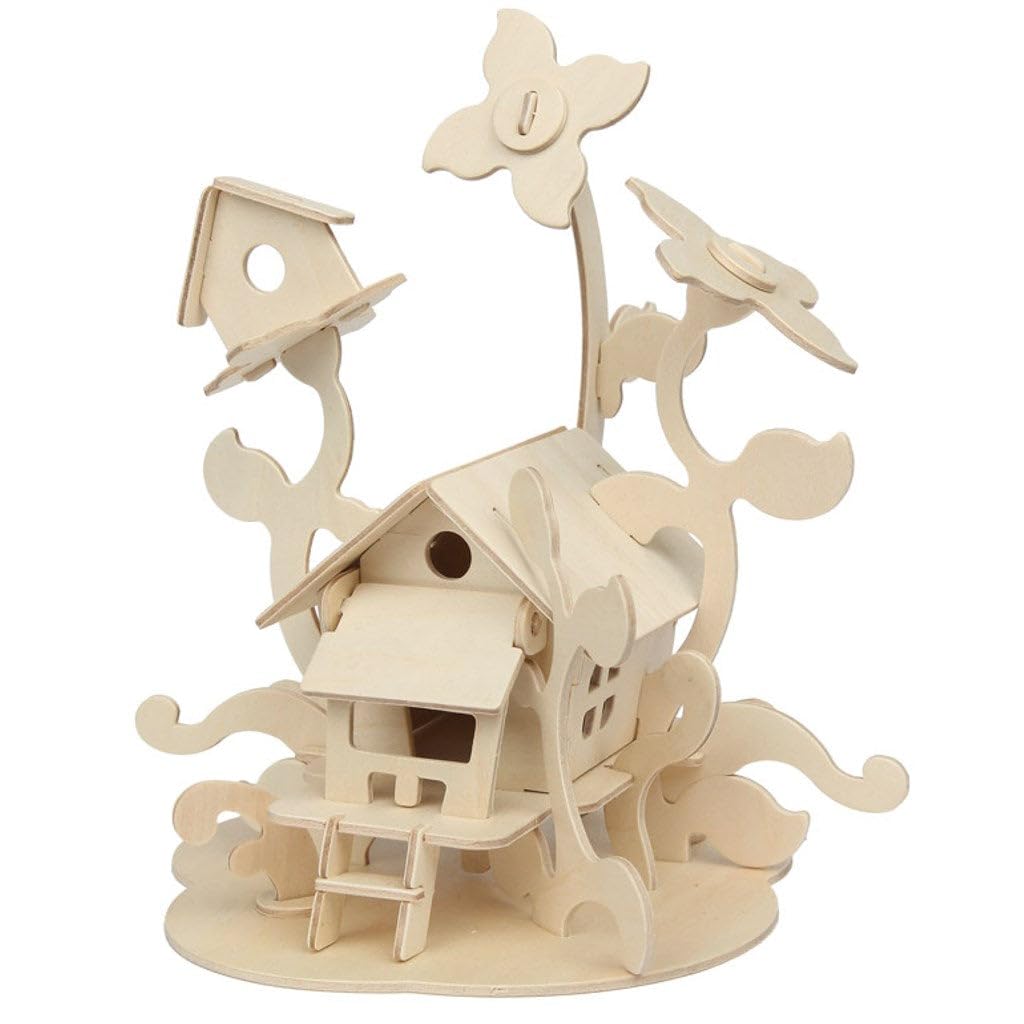 Marabu 0317000000010 Kids 3D Wooden Puzzle Fairy House 43 Pieces Approx. 21 x 23 cm, brown — image 1