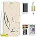 iPhone 6 Case,Fashion Newest Design Feather Pattern Flip Pu Leather Wallet Case Cover Premium Stand Card Slots Function By Shimu Fit For iPhone 4.7 Inch White