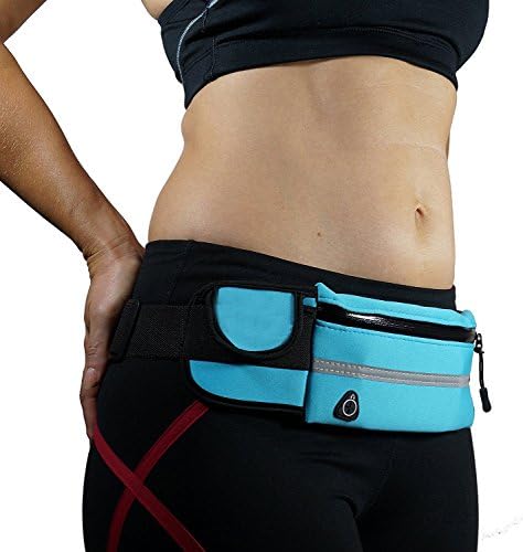 SHUHOME Running Waist Pack, Running Belt Waterproof Fanny Pack, Expandable Sport Belt with Water Bottle Holder, Great for Biking, Hiking, Travel ,Outdoor Activities and Universal Outdoor(Blue)
