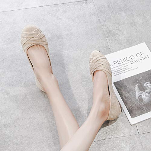 Meeshine Women's Comfortable Bow Point Toe Flat Pumps Slip On Shoes（Weaving Nude US 9 - Thumbnail 5