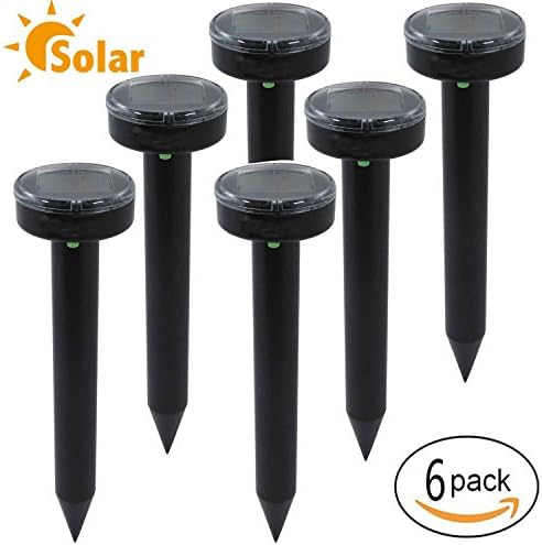 XIAXIA 6-Pack Sonic Mole Repellent Solar Spike Gopher Repeller Vole Chaser Pest Deterrent for Lawn Garden Yard Outdoor Pest Control