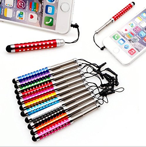 10 Pack Stylus Pen Bundle Adjustable Bling Stylus Pens Compatible All Capacitive Touchscreen Devices (Including iPad, iPhone, iPod, Android Tablets, Samsung Galaxy Tablet More)