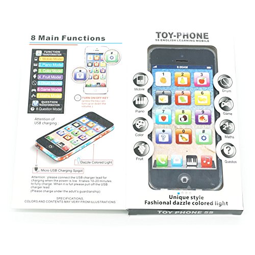 Cooplay Yphone 1:1 Music Phone Toy Y-Phone Animal Touch Screen Phone Learning Fruits English Educational Mobile Study Best Gift Prize for Baby Kids Children (Black)