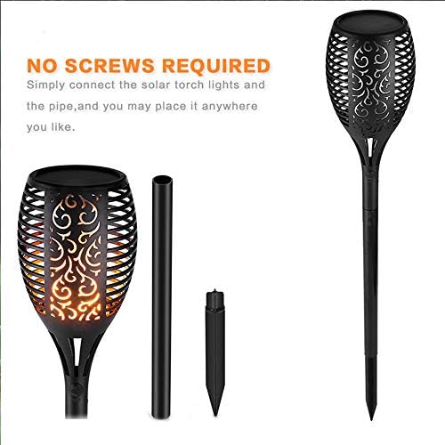 Solar Flame Lights Garden Outdoor Solar Powered Lights - 96 LED Torches Dusk to Dawn Auto On/Off - IP65 Waterproof - 2 Pack