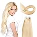 Tape In Human Hair Extensions 16 Inch 20pcs 40g/pack Slilky Straight Seamless Skin Weft Remy Hair 613# Blonde Color