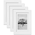 Egofine 4x6 Picture Frames Set of 4 - Made of Solid Wood Covered by Plexiglass for Table Top Display and Wall Mounting photo frame White