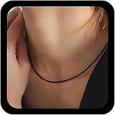 Allereyae Boho Onyx Beads Choker Necklace Black Crystal Necklaces Faceted Beads Necklaces Faceted Labradorite Beaded Necklace Faux Onyx Jewelry for Women