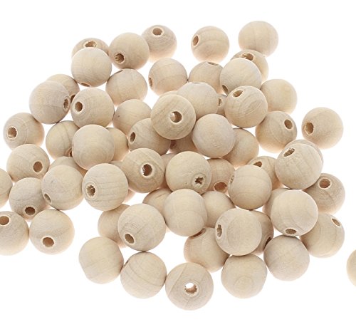 Wooden Beads 6/8/10/12/14/16/18/20 mm Natural Colour Colourless Wooden Balls for Threading Craft Wood with 2~4 mm Hole Spacer Beads (12 mm Pack of 100)