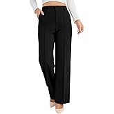 AMPOSH Women’s Dress Pants Straight Leg Work Trousers High-Rise Casual Office Business Wear