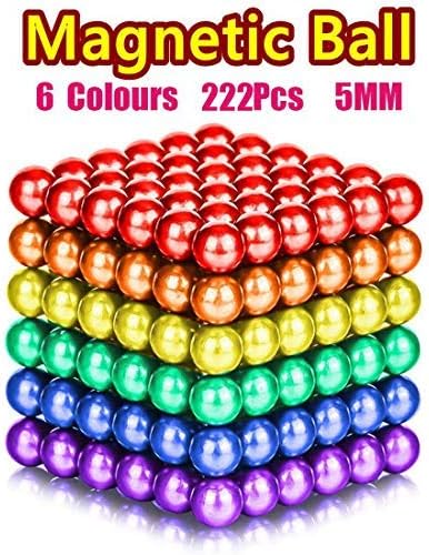 5MM 216+6 Pieces Magnets Building Blocks Toys for Sculpture Stress Relief for Intelligence Development Magnet Office Desk Toy for Adults, Upgraded (Colourful)