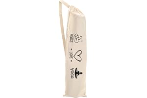 Mayatra's Organic Large Yoga Mat Tote Bag Cover -100% Cotton Lightweight,Washable Yoga Dust Bag With Adjustable Strap Unisex, Peace