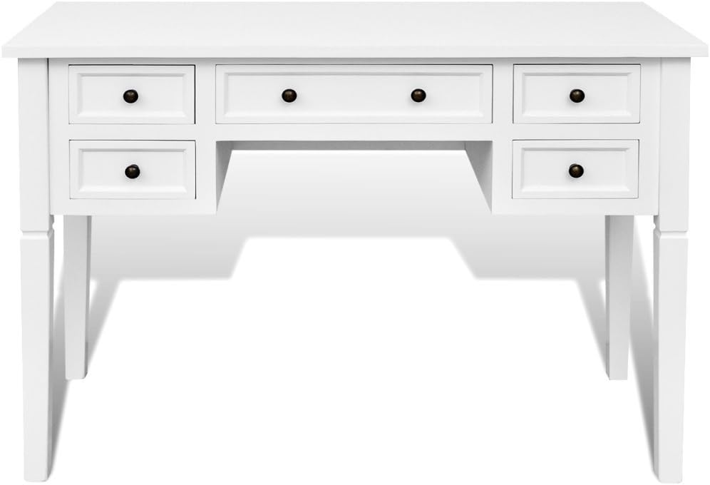 Anself Schreibtisch mit 5 Schubladen Home Office Schreibtisch weiß