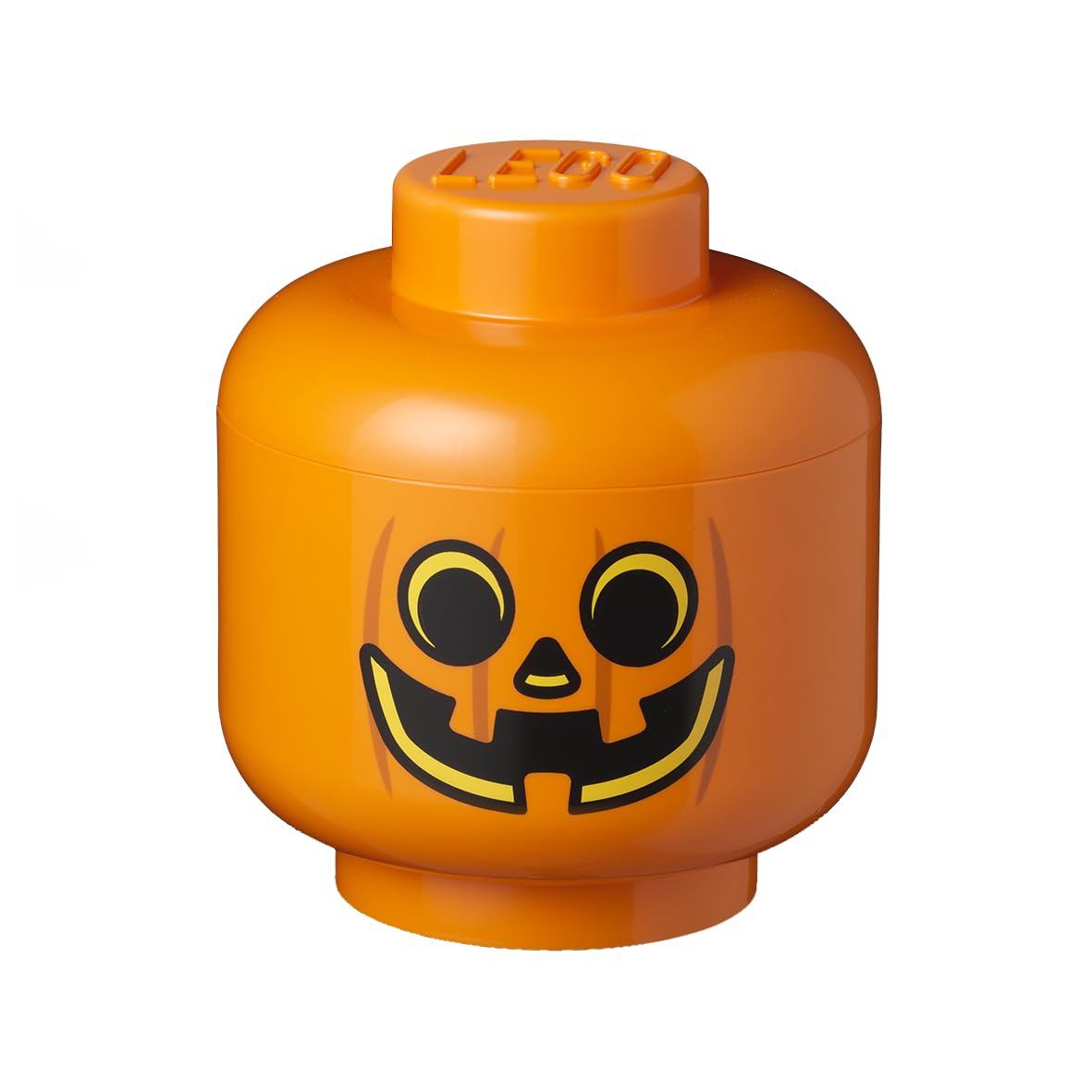LEGO STORAGE HEAD (LARGE) - PUMPKIN - Polypropylene Storage Box with Lid for Kids' Toy Storage, Stackable Organizer, and Fun Storage Solution for LEGO Enthusiasts and Beyond