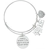 Infinity Collection Family Tree Bracelet, Family Where Life Begins And Love Never Ends Bangle for Women