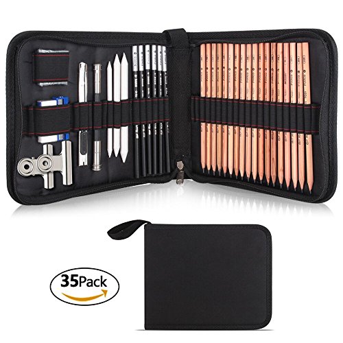 35 Pieces Sketching Drawing Pencils Art Set,GOLP Perfect for Beginners