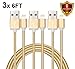 Fene Certified 6 Feet / 2M Nylon Braided Lightning to USB Cable (3 Pack)