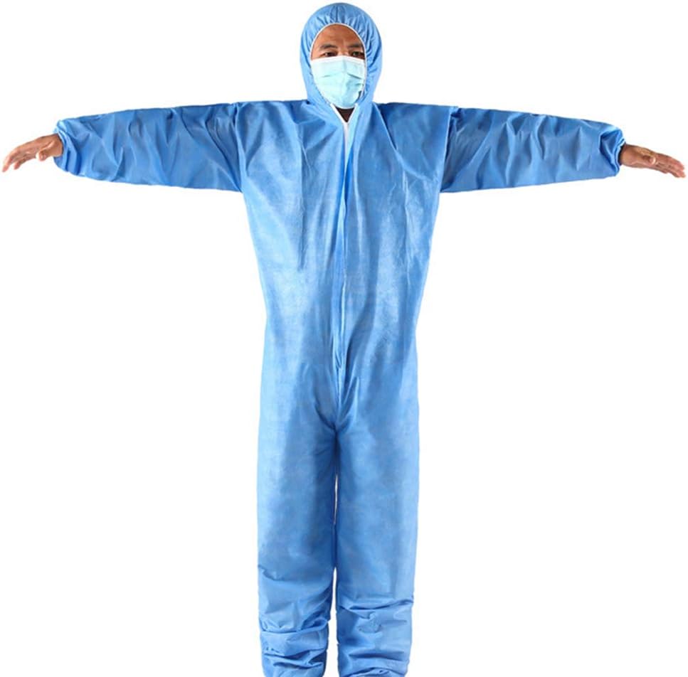 Protective Coverall, Unisex Disposable Non Woven Zip Isolation Gown Overall Coverall Protective Suit Dark Blue XL