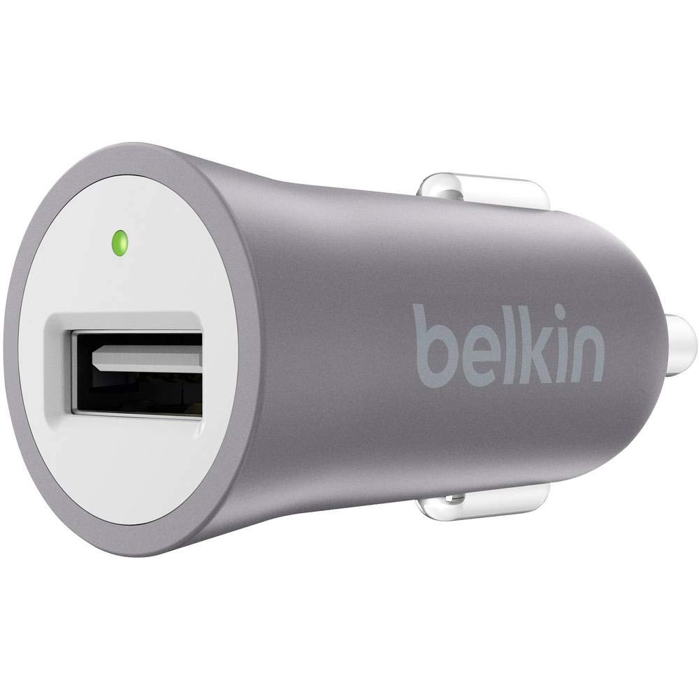 Belkin F8M730btGRY Premium MIXIT Fast 2.4 A USB Car Charger for Apple iPhone XS Max/XS/ XR/ X/8 Plus/8 /7 Plus/7 and Apple iPad Air, iPad 2, iPad Mini with Connected Equipment Warranty, Grey