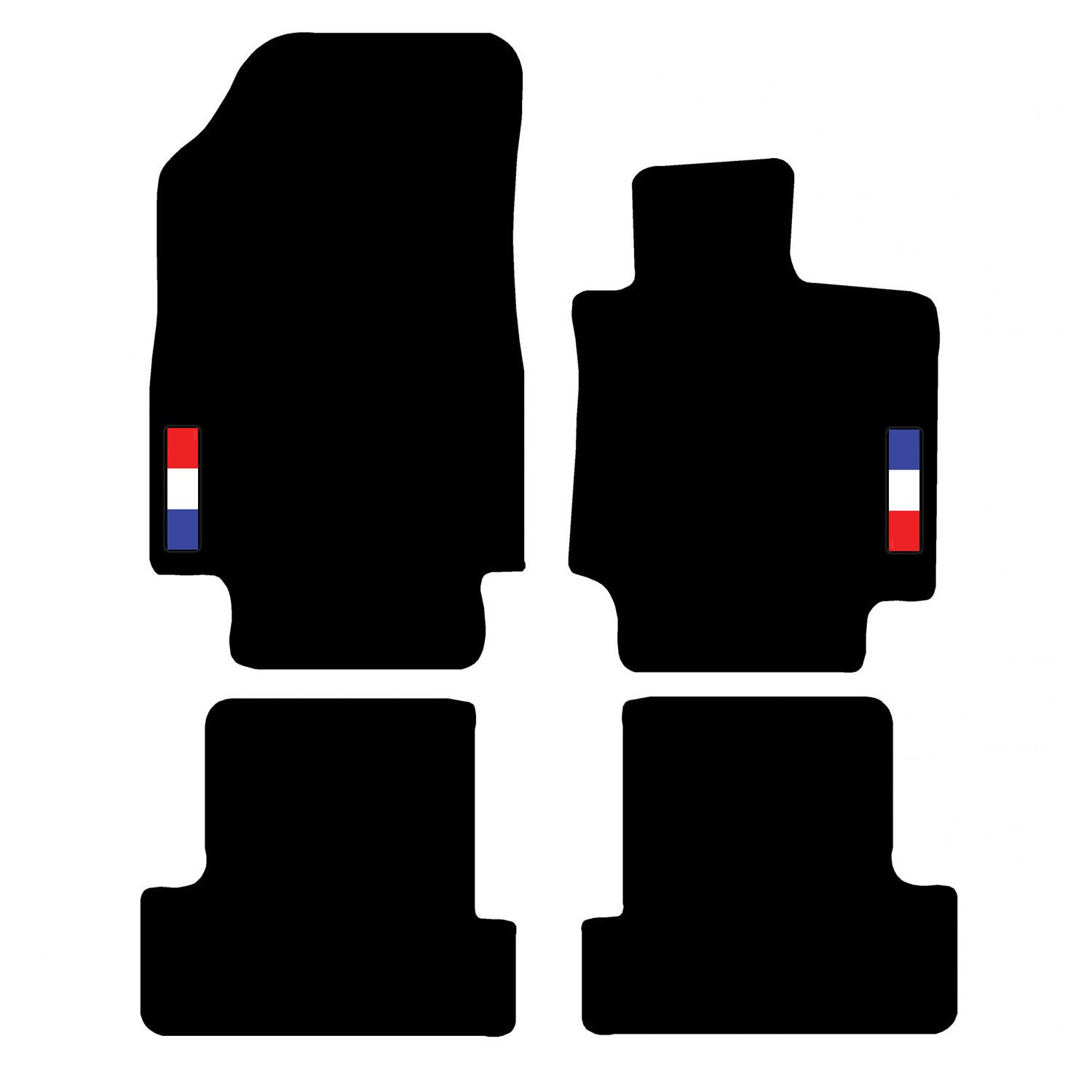 Carsio Carpet Car Mats For Renault Clio MK3 2005 to 2009 with French Flag logo Tailored Fit Floor Mat Complete Accessory Custom Fitted - All Weather, Anti-Slip Backing & Black Trim