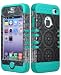 Bastex Hybrid Tuff Case for Apple iPhone 4, 4s- Teal Blue Silicone with Silver Circle Design Shell