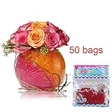 50 Bags Magic Water Gel Crystal Soil Beads Growing Jelly Ball Decoration Vase Filler - Transparent Reuseable Water Beads Gel (Hot pink)