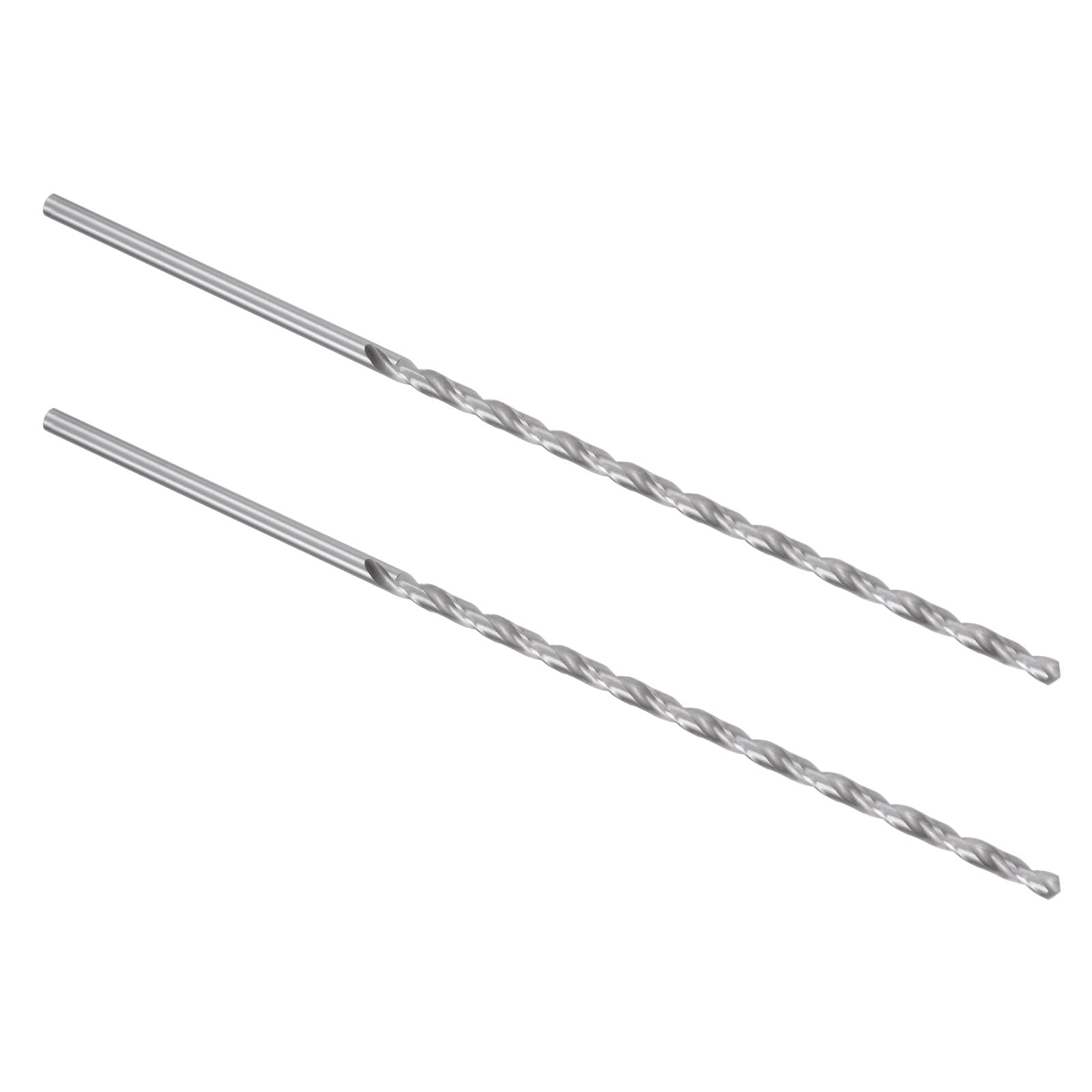 Kozelo 2PCS Twist Drill Bit - [4.5mm] High-Speed Steel Cobalt Round Shank Jobber Bit Set Silver Tone for Metal Wood Plastic Steel Use, 132mm / 5.2" Blade Length