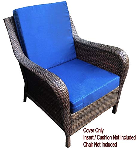 QQbed 6 Pack Outdoor Patio Chair Pillow Seat Washable Cushion Covers 24"X22"X4" Size - Replacement Covers Only (24"X22"X4" 6 Pack, Navy Blue) - Thumbnail 6