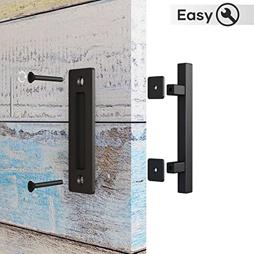 EaseLife 12" Sliding Barn Door Handles and Pulls,Double Sided Hardware Set,Heavy Duty,Square
