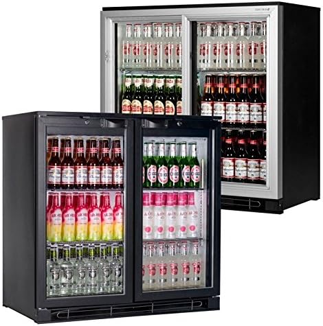 Tefcold BA20 Range Bar and Counter Display Chiller Chilled Display with Silver Sliding Door 900(H)x900(W)x515(D) 196 Litre 2 Per Door Shelves -2 Year Parts Warranty Included