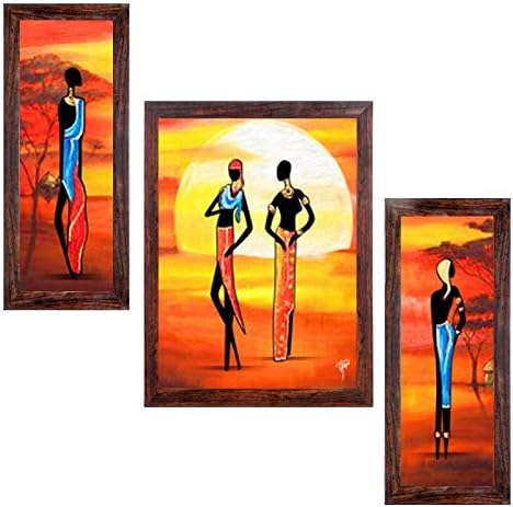 Ray Decor Set of 3 Framed Wall Painting (Size 5.9 inch x 13.39 inch, 10.24 inch x 13.39 inch, 5.9 inch x 13.39 inch, 3 Piece)
