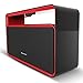 Bluetooth Speakers, Basse Portable Wireless Bluetooth Speakers with FM Radio, 10 Hour Playtime, Built-in Mic, Dual-Driver Enhanced Bass Surround BoomBox Subwoofer for Indoor / Outdoor - Red