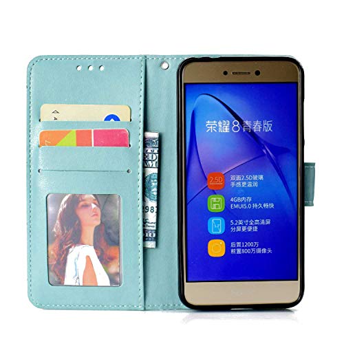 Case Huawei P8 Lite 2017, Bear Village PU Leather Embossed Design Case with Card Holder and ID Slot, Wallet Flip Stand Cover for Huawei P8 Lite 2017 (#2 Green) - Thumbnail 2
