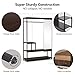 Tribesigns Free -Standing Closet Organizer with Full Length Mirror, Heavy Duty Clothes Rack with Storage and Hanging Rod, Protable Closet shelves Garment Rack for Bedroom, Hold 250 lb (espresso)