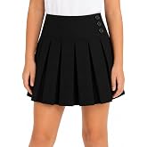 Bienzoe Girl School Uniform Skirt: Plain Pleated Skort | Adjustable Elastic Waistband, Stain Shield, Built-in Shorts, Crisp Pleated Shape, Casual Daily Wear Graduation Sport