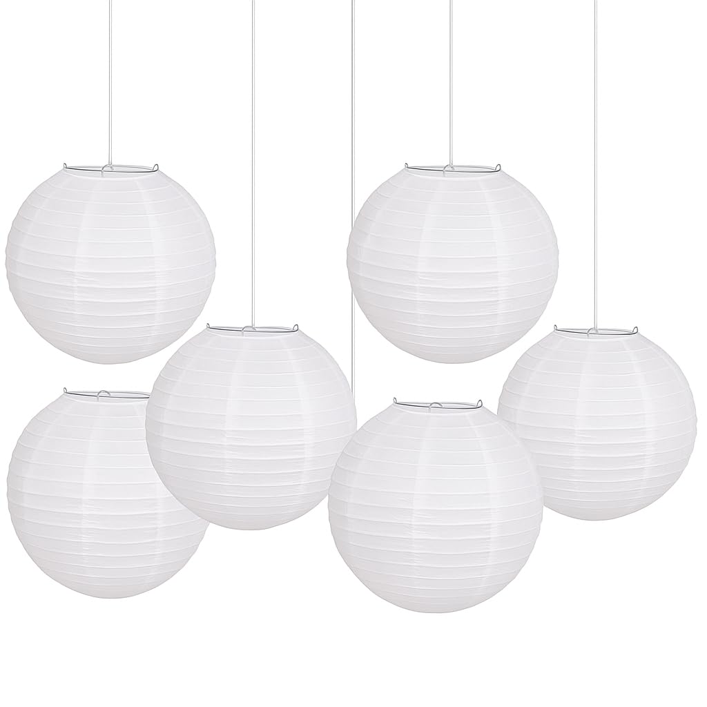 Matissa 12"(30CM) Pack of 6 Paper Lantern Wedding Party Decoration Craft Lamp Shade (White)