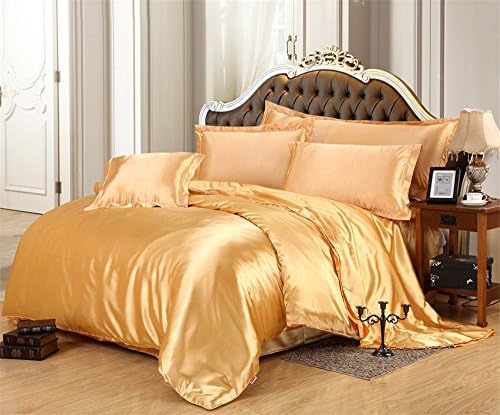 Ultra Soft Luxurious Satin 3-Peice Duvet Set Super Silky Vibrant with comes in many colors like Gold King/Cal-King