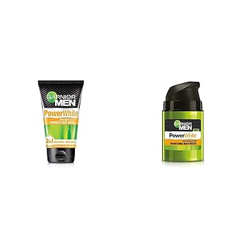 Garnier Men Power White Anti-Dark Cells Fairness Face Wash, 100g & Garnier Men PowerWhite Anti-Pollution Brightening Moisturiser,50g