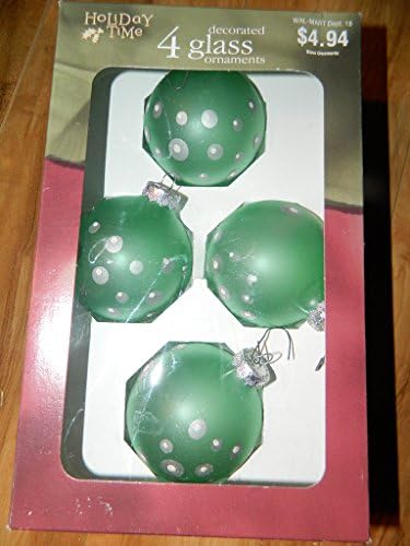 Translucent Green Glass Ball Christmas Ornaments w/ dots - box of 4 Rausch Industires