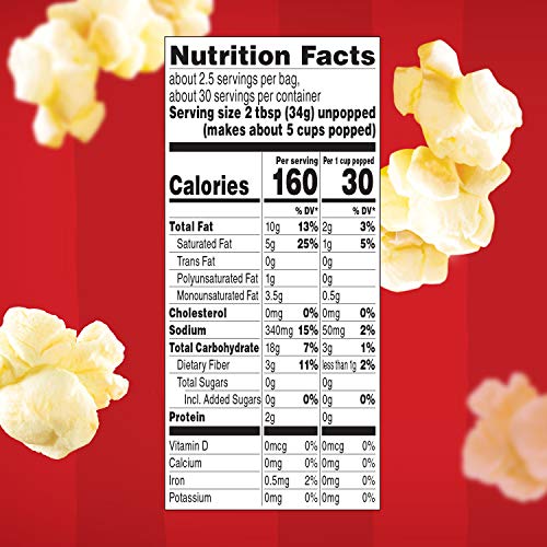 Orville Redenbacher's Movie Theater Butter Microwave Popcorn, 3.29 Ounce Classic Bag, 12-Count, Pack of 6
