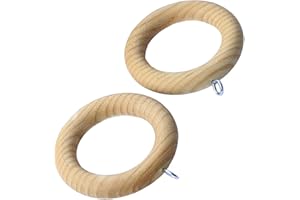 Milisten 2pcs Wooden Curtain Buckle Rings Hanging Hooks Roman Ring Fittings for Home Drapery Rods