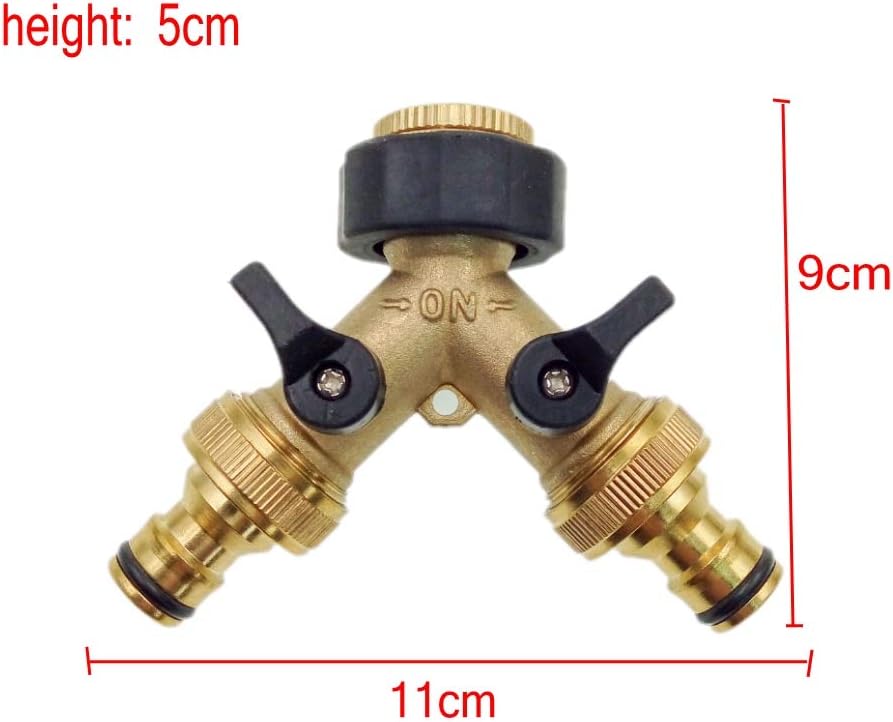 JZK Brass 2 Way Tap Connector Double Tap Adapter Garden Tap Adaptor with Individual On/Off Valves for Home Kitchen Garden Outdoor - Image 3