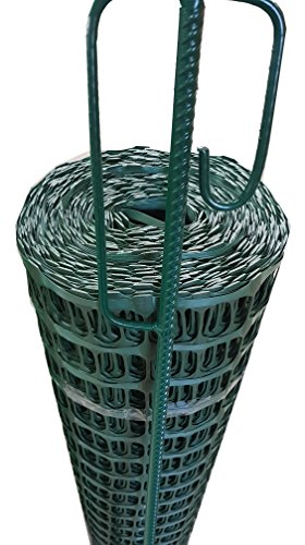 UvV Mobiler Absperrzaun Kunststoff Fangzaun grün 50 m x 1 m hoch + 10 grüne Absperrleinenhalter, Absperrnetz, Maschenzaun, Bauzaun Rolle Kunststoff Extra Reissfest, 150 gr (7,50 kg) (Grün-Grün) – Bild 4