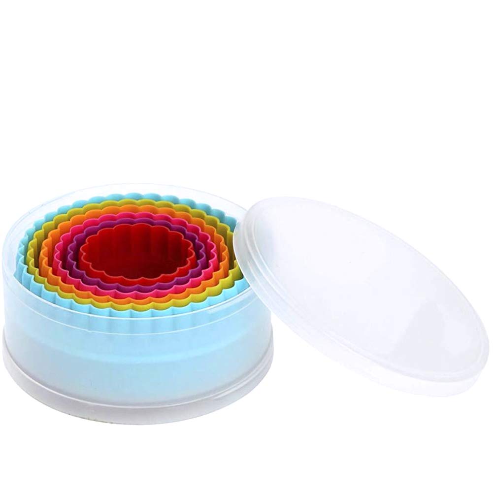 6 Pcs/Set Plastic Double Sided Plain/Crinkle Round Cookie Cutters Baking Tools Kitchen Gadgets